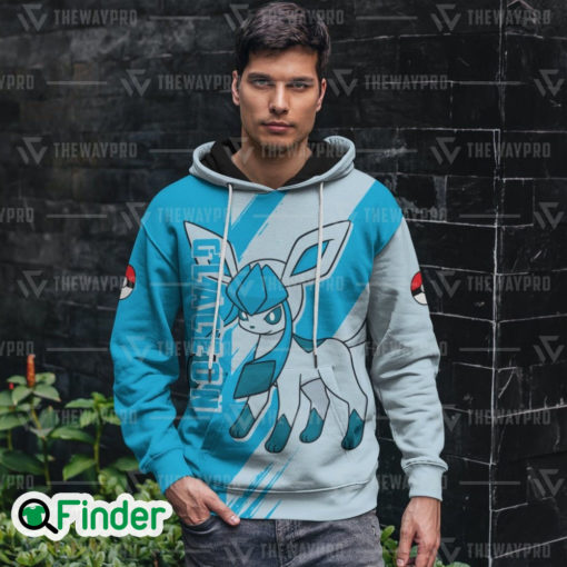 Glaceon pokemon ice type eevee evolution 3D hoodie 2