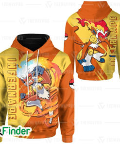 Infernape starter fire of sinnoh dual type fire fighting 3D hoodie