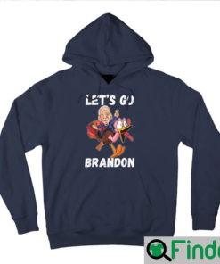 Lets Go Brandon Funny Thanksgiving Day Anti Biden Cartoon Hoodie