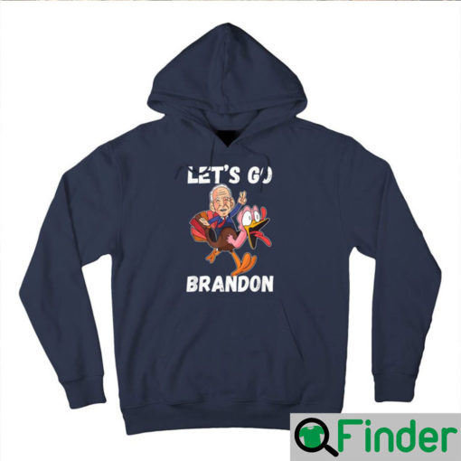 Lets Go Brandon Funny Thanksgiving Day Anti Biden Cartoon Hoodie