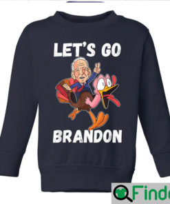 Lets Go Brandon Funny Thanksgiving Day Anti Biden Cartoon Sweatshirt 1