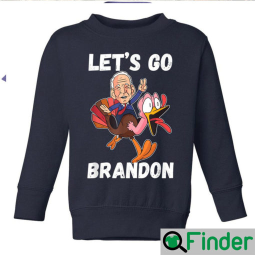 Lets Go Brandon Funny Thanksgiving Day Anti Biden Cartoon Sweatshirt 1