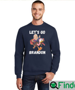 Lets Go Brandon Funny Thanksgiving Day Anti Biden Cartoon Sweatshirt