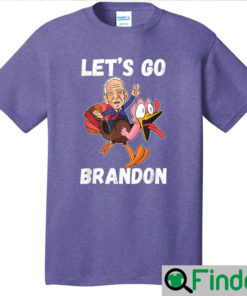 Lets Go Brandon Funny Thanksgiving Day Anti Biden Cartoon T shirt