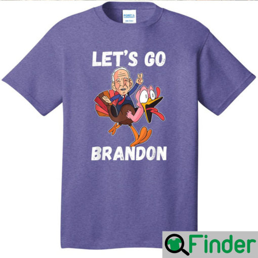 Lets Go Brandon Funny Thanksgiving Day Anti Biden Cartoon T shirt