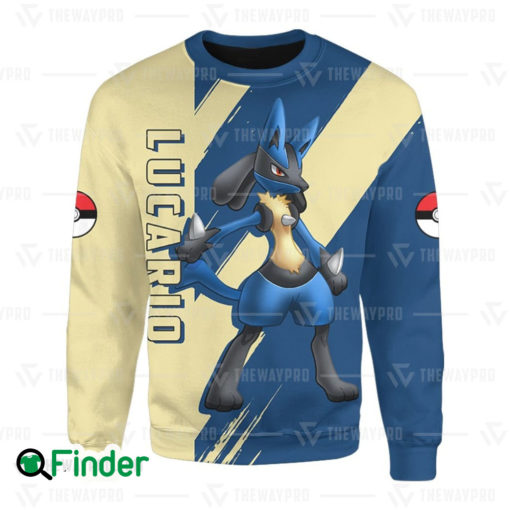 Lucario pokemon dual type steel fighting of sinnoh 3D Sweatshirt