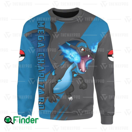 Mega Charizard X pokemon dual type fire dragon 3D Sweatshirt