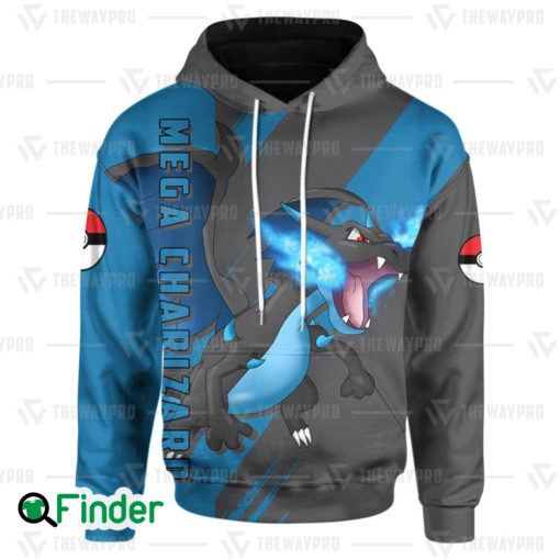 Mega Charizard X pokemon dual type fire dragon 3D hoodie 1