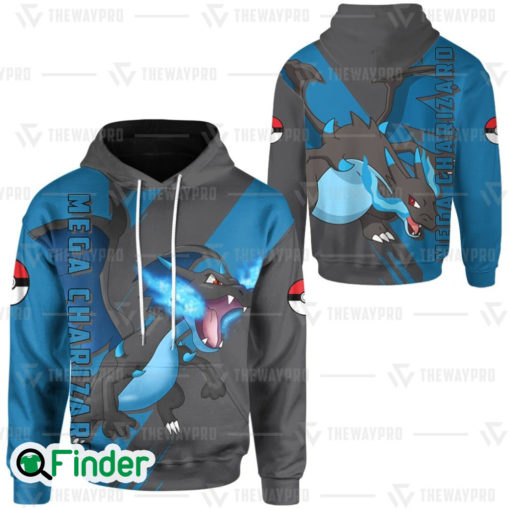 Mega Charizard X pokemon dual type fire dragon 3D hoodie