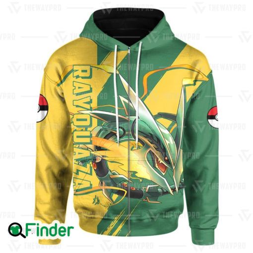 Mega Rayquaza legendary pokemon dual type dragon flying of hoenn 3D zip hoodie