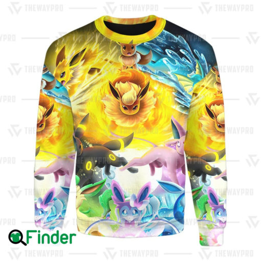 Pokemon Eevee Rainbow Eeveelutions 3D Sweatshirt