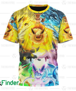 Pokemon Eevee Rainbow Eeveelutions 3D T shirt