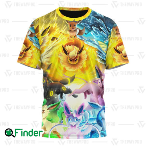 Pokemon Eevee Rainbow Eeveelutions 3D T shirt