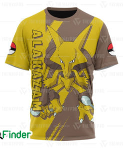 Psychic type pokemon Alakazam unisex 3D T shirt