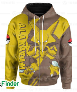 Psychic type pokemon Alakazam unisex 3D zip hoodie