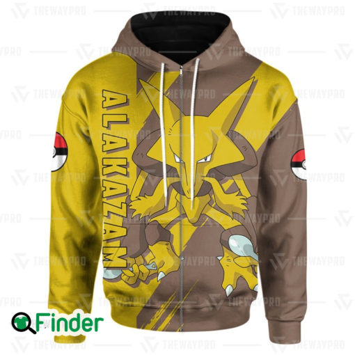 Psychic type pokemon Alakazam unisex 3D zip hoodie