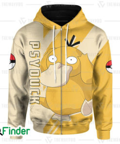Psyduck pokemon water type of Kanto 3D zip hoodie