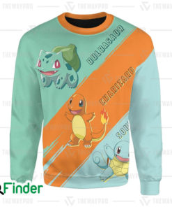 Squirtle Bulbasaur Charmander starters pokemon of kanto 3D Sweatshirt