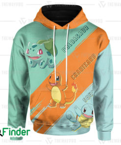 Squirtle Bulbasaur Charmander starters pokemon of kanto 3D hoodie 1