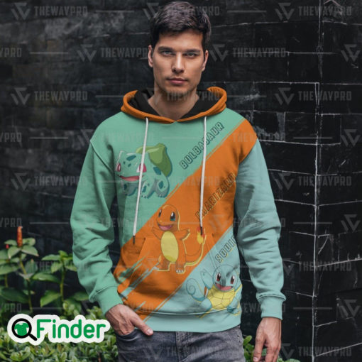 Squirtle Bulbasaur Charmander starters pokemon of kanto 3D hoodie 2