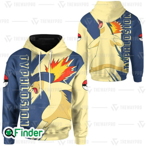 Typhlosion pokemon starter fire of Johto 3D hoodie 2