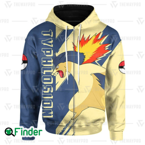 Typhlosion pokemon starter fire of Johto 3D zip hoodie