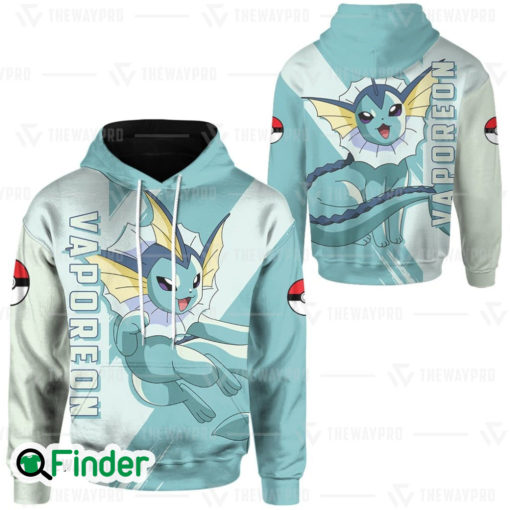 Vaporeon pokemon water type eevee evolution 3D hoodie