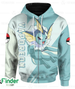 Vaporeon pokemon water type eevee evolution 3D zip hoodie