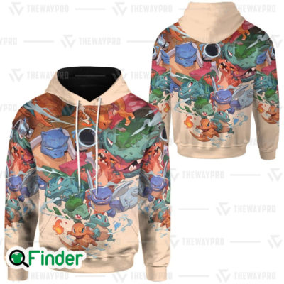 bulbasaur charmander squirtle evolution pokemon starters of kanto 3D hoodie