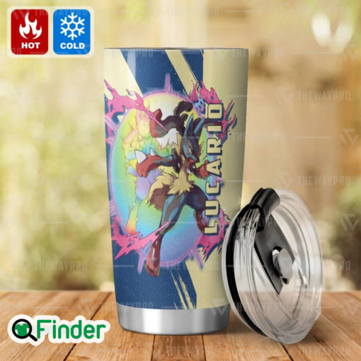 Pokemon Dual Type Steel and Fighting Lucario Mega Lucario Custom Tumbler 1