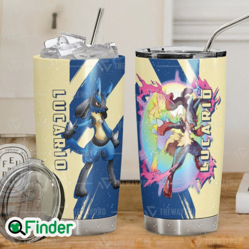 Pokemon Dual Type Steel and Fighting Lucario Mega Lucario Custom Tumbler