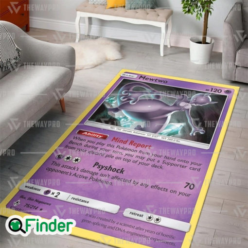 Pokemon Trading Card Basic Legendary Mewtwo Custom Rug