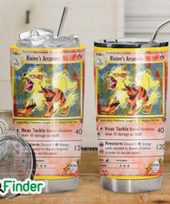 Pokemon Trading Card Blaines Arcanine Custom Tumbler