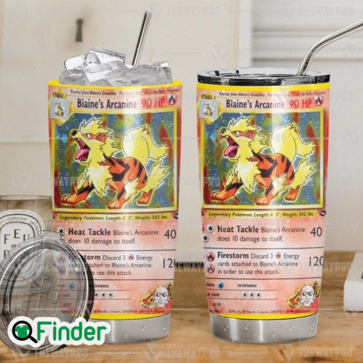 Pokemon Trading Card Blaines Arcanine Custom Tumbler