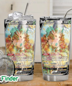 Pokemon Trading Card Eevee Evolution Grass Type Leafeon Custom Tumbler