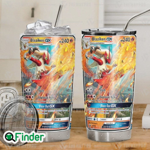 Pokemon Trading Card Fire Starter Blaziken GX Custom Tumbler