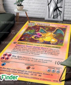 Pokemon Trading Card Fire Type Starter Charizard Custom Rug