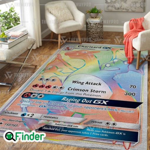 Pokemon Trading Card Game Rainbow Charizard GX Custom Rug