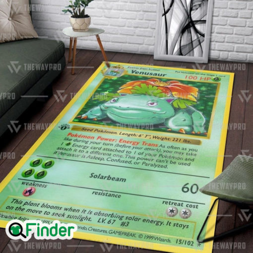 Pokemon Trading Card Grass Type Starter Venusaur Card Custom Rug