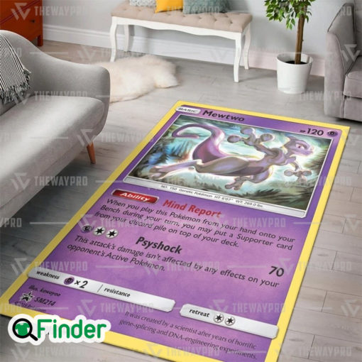 Pokemon Trading Card Legendary Mewtwo Custom Rug