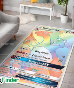 Pokemon Trading Card Rainbow Charizard GX Custom Rug