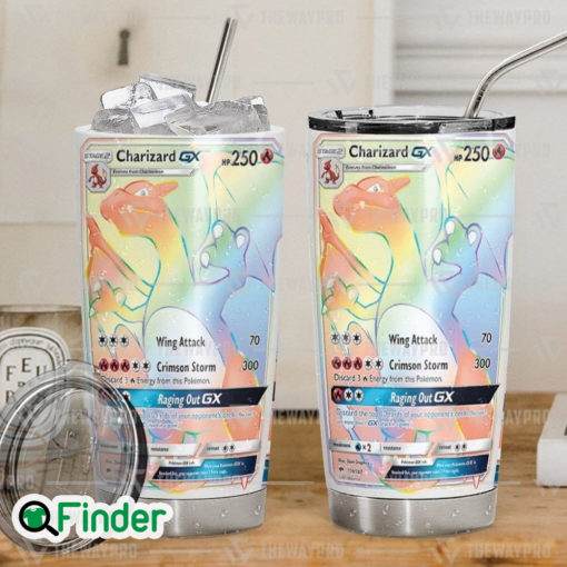 Pokemon Trading Card Rainbow Charizard GX Custom Tumbler