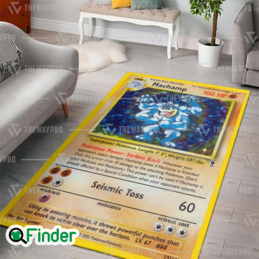 Pokemon Trading Card Shadowless Holographic Machamp Custom Rug