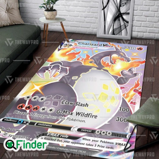 Pokemon Trading Card Shiny Charizard VMAX G Max WildFire Custom Rug