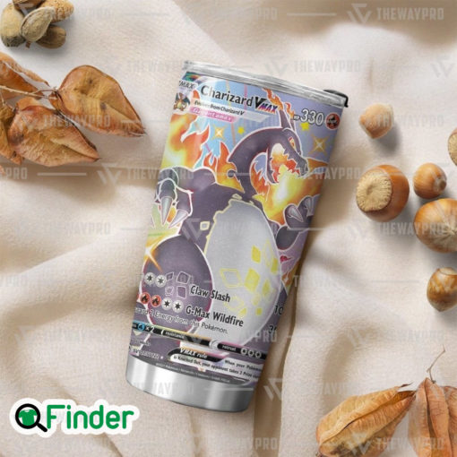 Pokemon Trading Card Shiny Charizard VMAX Gigantamax Custom Tumbler