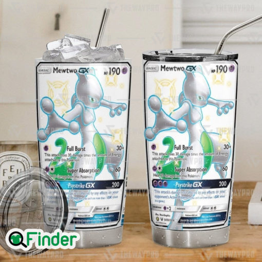 Pokemon Trading Card Shiny Legendary Pokemon Mewtwo Custom Tumbler