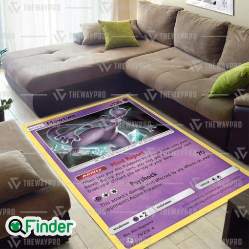 Pokemon Trading Cards Basic Legendary Mewtwo Custom Rug