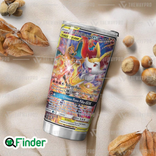 Pokemon Trading Cards Charizard Braixen GX Custom Tumbler