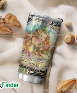 Pokemon Trading Cards Eevee Evolution Grass Type Leafeon Custom Tumbler