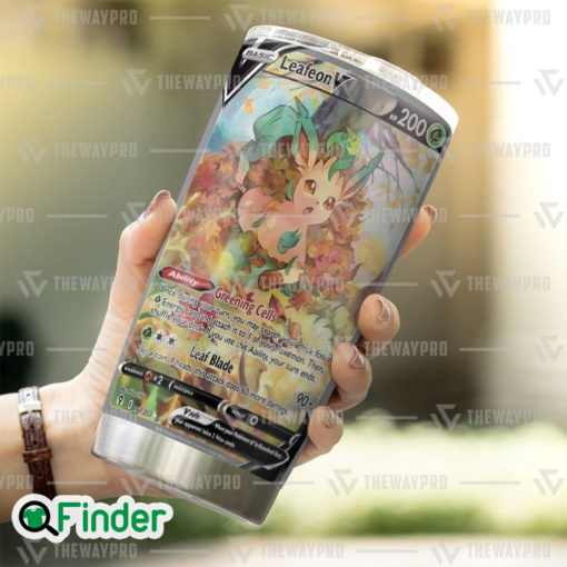 Pokemon Trading Cards Game Eevee Evolution Grass Type Leafeon Custom Tumbler 1